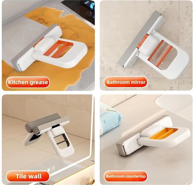 Mini Foldable Desktop Mop Portable Cleaning Sponge Mop Handheld Self-Squeeze Sponge Cleaning Tool – Wet and Dry Use Cleaning System for Small Spaces – Bathroom, Kitchen.