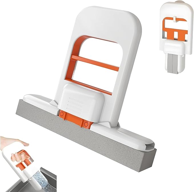Mini Foldable Desktop Mop Portable Cleaning Sponge Mop Handheld Self-Squeeze Sponge Cleaning Tool – Wet and Dry Use Cleaning System for Small Spaces – Bathroom, Kitchen.